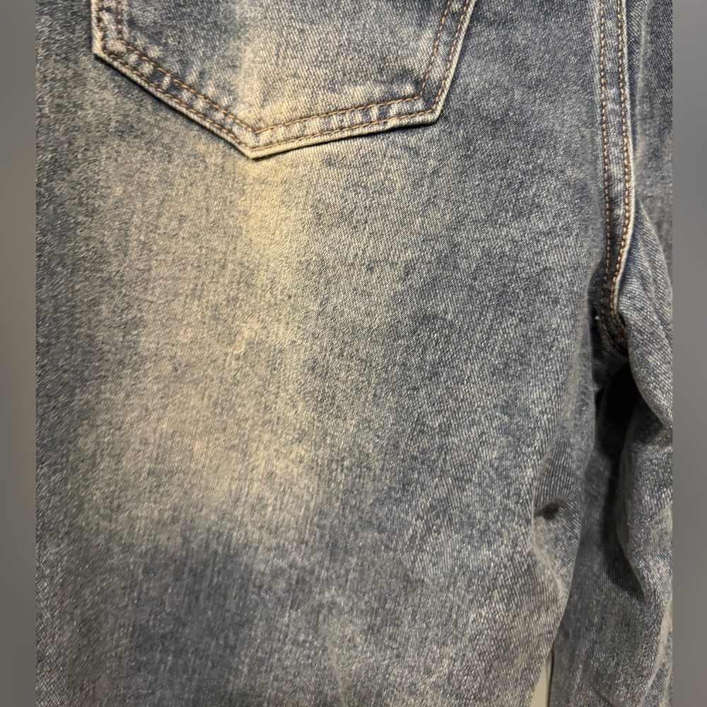 New Cali 1850 star patched low rise baggy blue jeans Sz 11 denim 30 tinted wash - Picture 16 of 16